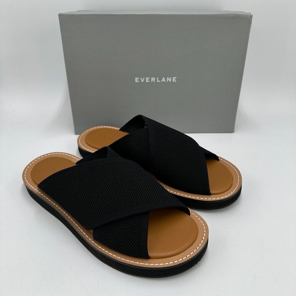 Everlane The ReKnit City FlatForm Sandal in Black size 6 Slip-on Criss-Cross